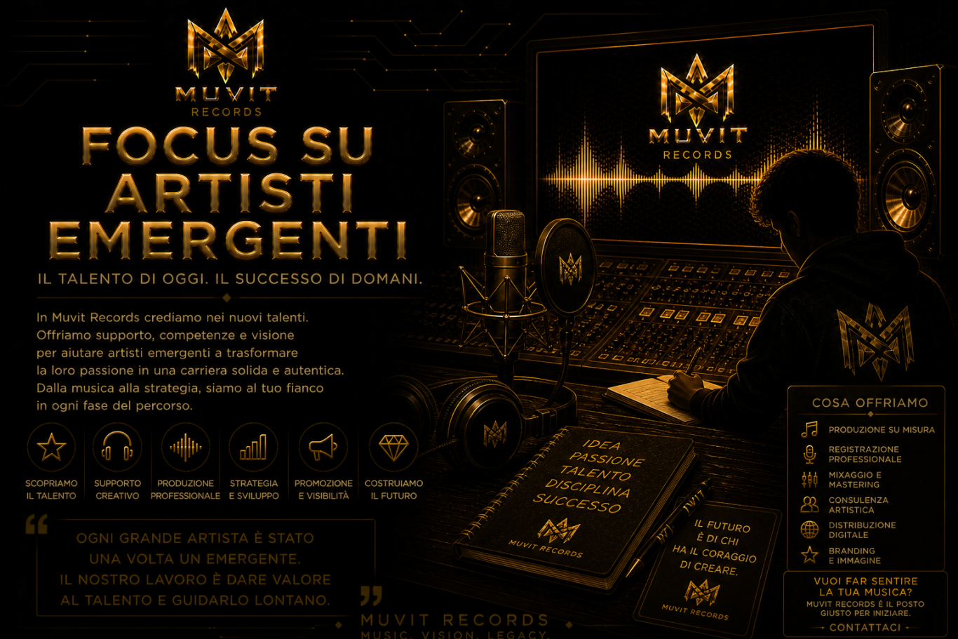 Emerging Artist Identity Development | MUVIT Records Artisti emergenti MUVIT Records immersi in un percorso di sviluppo artistico e identità sonora contemporanea.