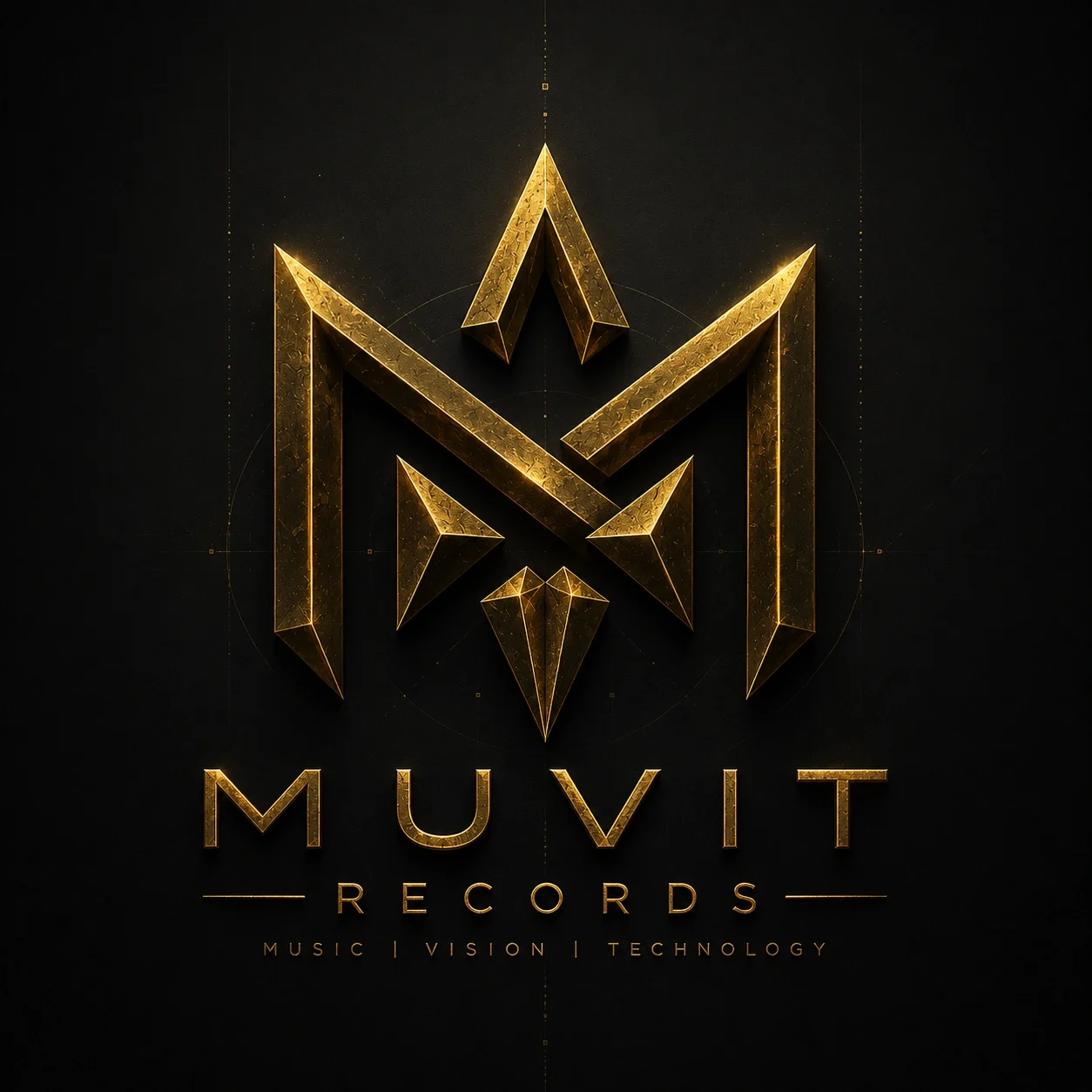MUVIT Records - Cinematic Music Ecosystem Logo ufficiale MUVIT Records in nero e oro, simbolo di un ecosistema musicale cinematografico dedicato a produzione, identità e innovazione.