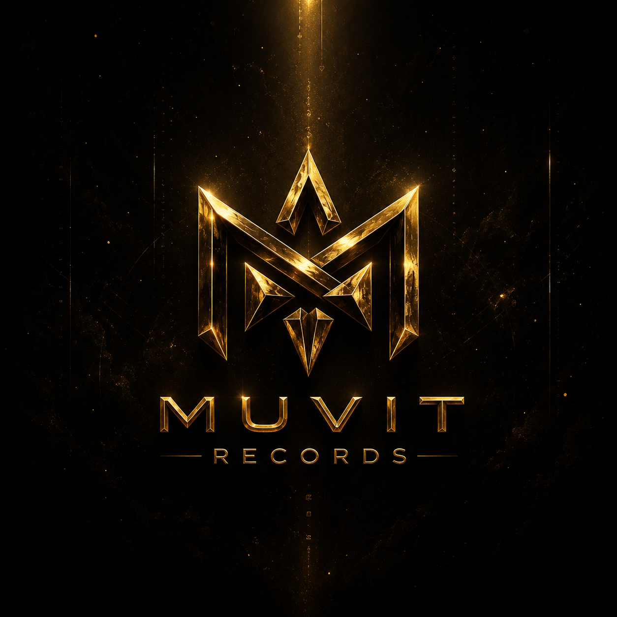 MUVIT Records Cinematic Identity Logo Logo ufficiale MUVIT Records associato a identità musicale cinematica EDM, Pop e Latin.